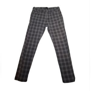 H&M Mens Pants Gray Black Size 32 Plaid Skinny Fit Coupe Moulante Cotton Blend